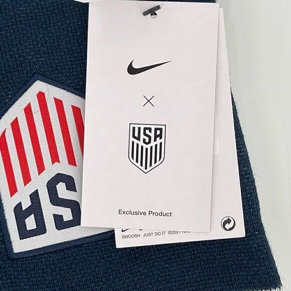 Nike USA Local Verbiage Scarf USMS Knit Fringe Blue White Unisex One Size - Picture 8 of 12